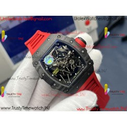 RM35-02 ZF 49MM Black Dial Black Carbon Fiber Case Red Rubber Strap Calibre RMAL1