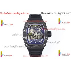 RM35-02 ZF 49MM Black Skeleton Dial Black Carbon Fiber Case Black Rubber Strap Calibre RMAL1
