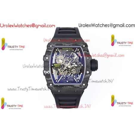 RM35-02 ZF 49MM Black Skeleton Dial Black Carbon Fiber Case Black Rubber Strap Calibre RMAL1