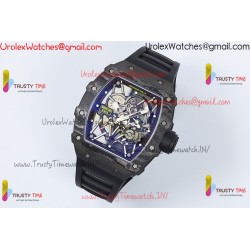 RM35-02 ZF 49MM Black Skeleton Dial Black Carbon Fiber Case Black Rubber Strap Calibre RMAL1