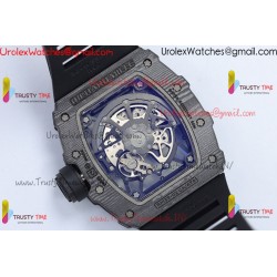 RM35-02 ZF 49MM Black Skeleton Dial Black Carbon Fiber Case Black Rubber Strap Calibre RMAL1