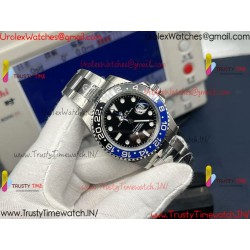 Rolex GMT II CF Black Dial SS 904L Steel Bracelet Caliber 3285