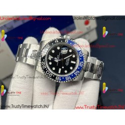 Rolex GMT II CF Black Dial SS 904L Steel Bracelet Caliber 3285