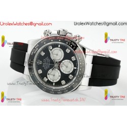 Daytona 126518 APSF 1:1 Best  SS Black Dial Sticks Markers on Oysterflex Strap SH4131