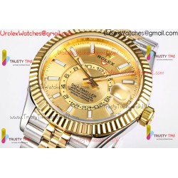 Rolex Sky-Dweller 42mm gold dial, YG/SS stainless steel strap, automatic caliber 9001