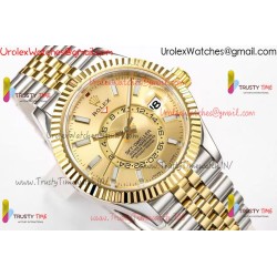 Rolex Sky-Dweller 42mm gold dial, YG/SS stainless steel strap, automatic caliber 9001