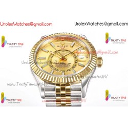 Rolex Sky-Dweller 42mm gold dial, YG/SS stainless steel strap, automatic caliber 9001