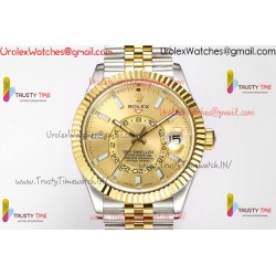 Rolex Sky-Dweller 42mm gold dial, YG/SS stainless steel strap, automatic caliber 9001