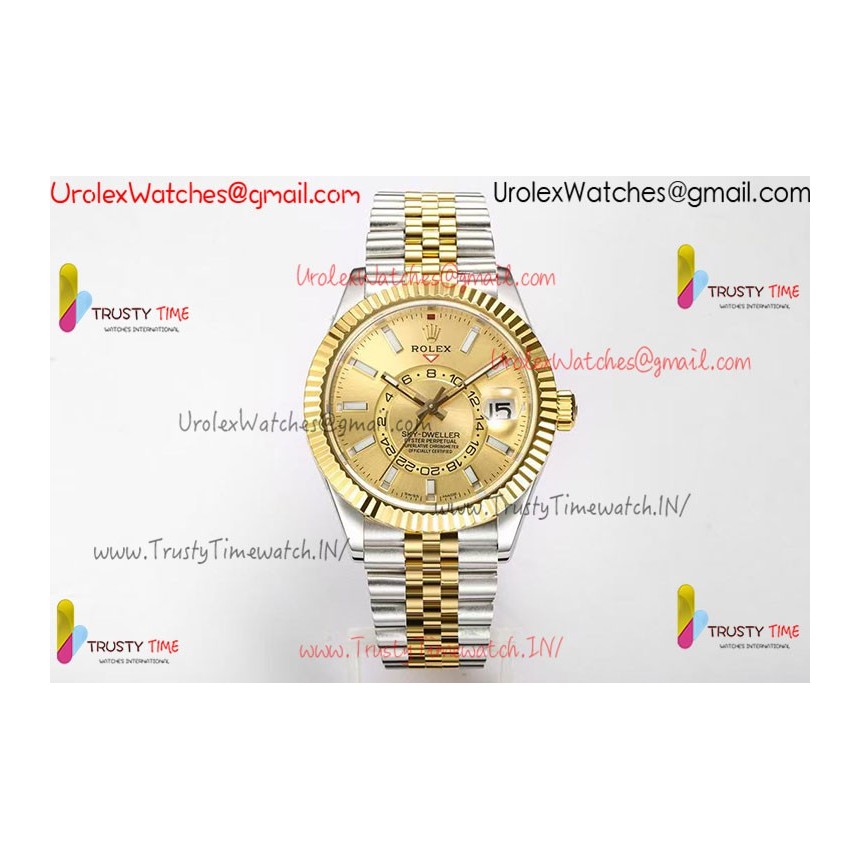Rolex Sky-Dweller 42mm gold dial, YG/SS stainless steel strap, automatic caliber 9001