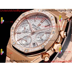 ROYAL OAK 38MM WHITE DIAL RG/DIAMONDS RG/316L STRAP CALIBER 7750