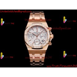 ROYAL OAK 38MM WHITE DIAL RG/DIAMONDS RG/316L STRAP CALIBER 7750