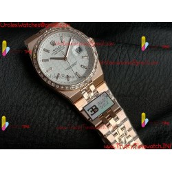 ROLEX Land-Dweller 40mm RS/Diamond White Dial Rose Gold Strap Caliber 7135Gold Strap Caliber 7135