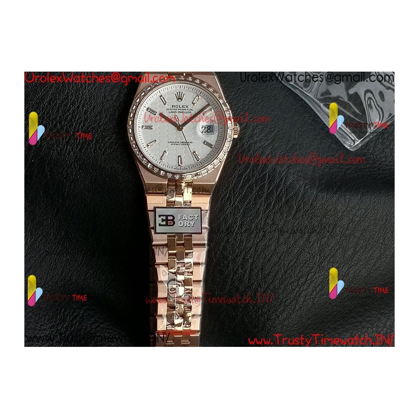 ROLEX Land-Dweller 40mm RS/Diamond White Dial Rose Gold Strap Caliber 7135Gold Strap Caliber 7135