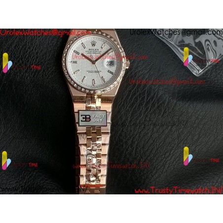 ROLEX Land-Dweller 40mm RS/Diamond White Dial Rose Gold Strap Caliber 7135Gold Strap Caliber 7135