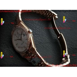 ROLEX Land-Dweller 40mm RS/Diamond White Dial Rose Gold Strap Caliber 7135Gold Strap Caliber 7135