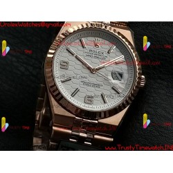 ROLEX Land-Dweller 40mm RS/SS White Dial Rose Gold Strap Caliber 7135