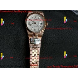 ROLEX Land-Dweller 40mm RS/SS White Dial Rose Gold Strap Caliber 7135