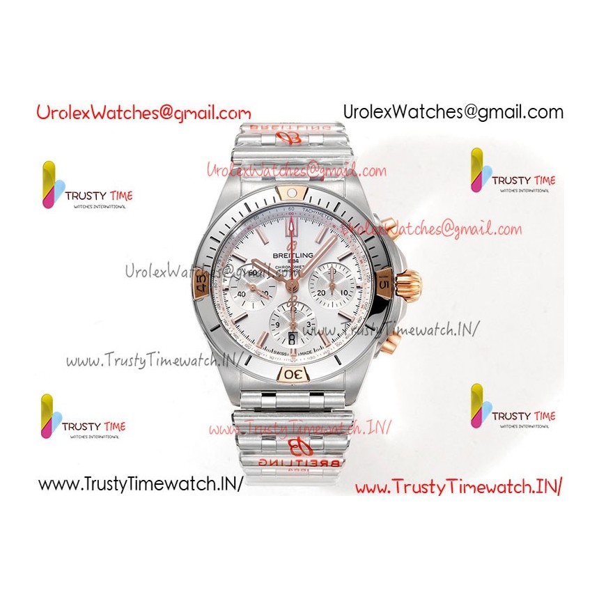 Breitling Mechanical Chronograph BLSF White Dial SS Stainless Steel Strap Caliber B01