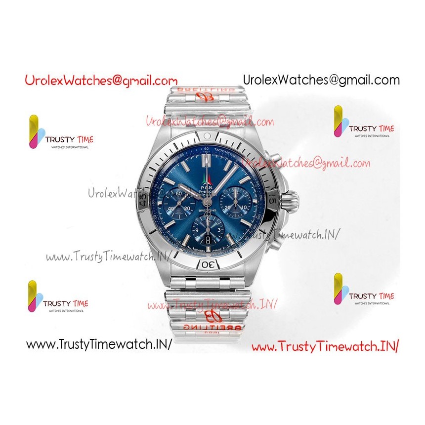 Breitling Mechanical Chronograph BLSF Blue Dial SS Stainless Steel Strap Caliber B01