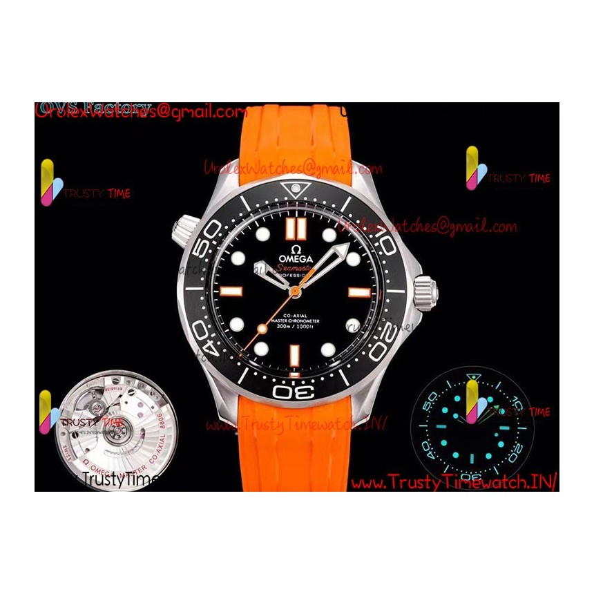 New Seamaster 300M OVSF 42MM Black Dial SS Yellow Rubber Strap Caliber 8806