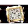 Cartier Santos-Dumont 43mm White Dial YG/SS Black Leather Strap Swiss Quartz Movement
