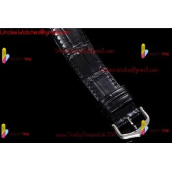 Cartier Santos-Dumont 43mm White Dial YG/SS Black Leather Strap Swiss Quartz Movement