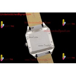 Cartier Santos-Dumont 43mm White Dial YG/SS Black Leather Strap Swiss Quartz Movement