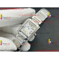 Cartier TANK V3 24mm White Dial Diamond/SS Stainless Steel Strap Swiss Quartz Movement