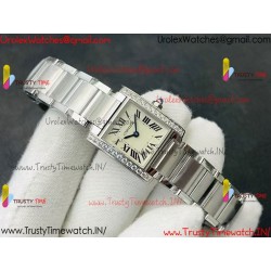 Cartier TANK V3 24mm White Dial Diamond/SS Stainless Steel Strap Swiss Quartz Movement