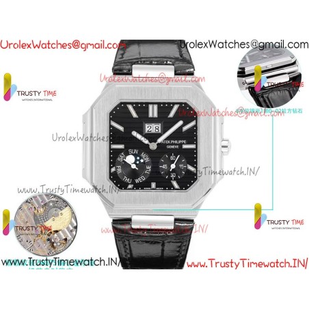 Patek Philippe 3KF CUBITUS 5822 Black Dial SS 45MM Black Leather Strap Caliber 240