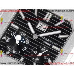 Patek Philippe 3KF CUBITUS 5822 Black Dial SS 45MM Black Leather Strap Caliber 240