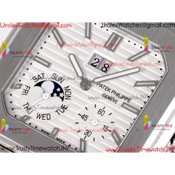 Patek Philippe 3KF CUBITUS 5822 White Dial SS 45MM Black Leather Strap Caliber 240