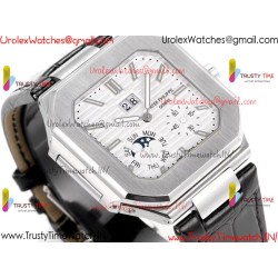 Patek Philippe 3KF CUBITUS 5822 White Dial SS 45MM Black Leather Strap Caliber 240