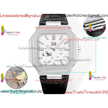 Patek Philippe 3KF CUBITUS 5822 White Dial SS 45MM Black Leather Strap Caliber 240