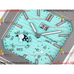 Patek Philippe 3KF CUBITUS 5822 Sky Blue Dial SS 45MM Black Leather Strap Caliber 240