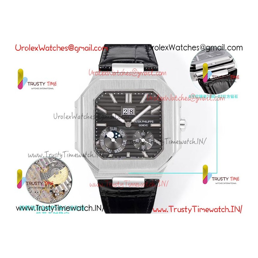 Patek Philippe 3KF CUBITUS 5822 Gray Dial SS 45MM Black Leather Strap Caliber 240