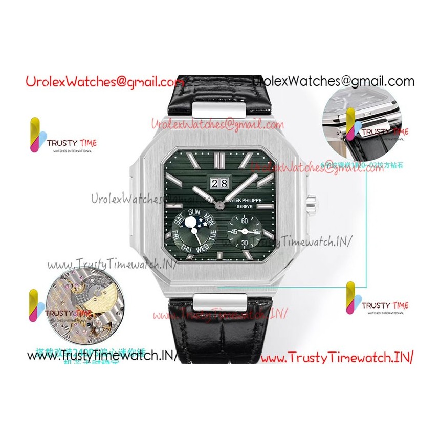 Patek Philippe 3KF CUBITUS 5822 Green Dial SS 45MM Black Leather Strap Caliber 240