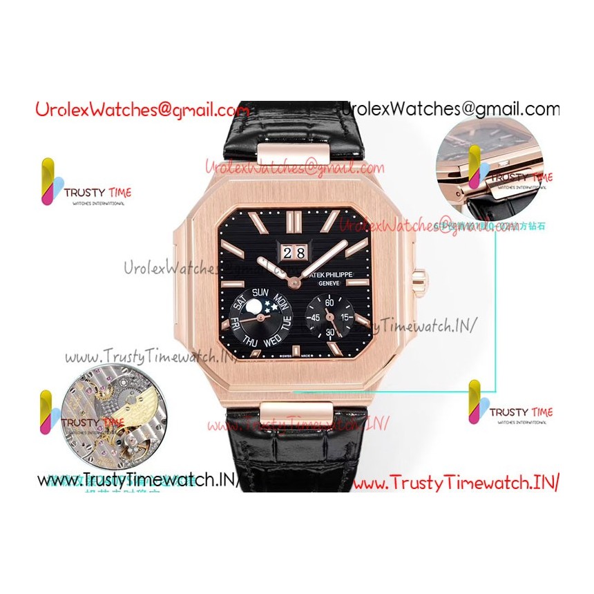 Patek Philippe 3KF CUBITUS 5822 YG/Black Dial 42mm YG Black Leather Strap Caliber 240