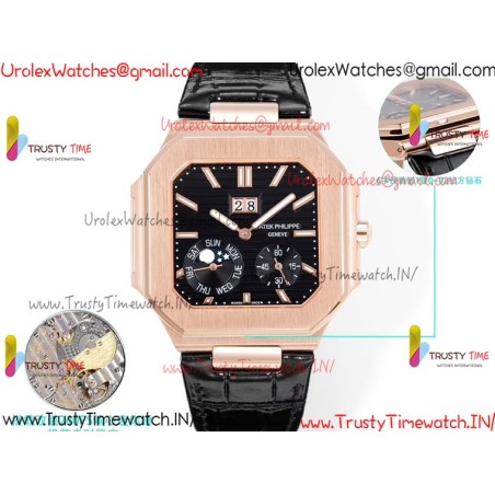 Patek Philippe 3KF CUBITUS 5822 YG/Black Dial 42mm YG Black Leather Strap Caliber 240