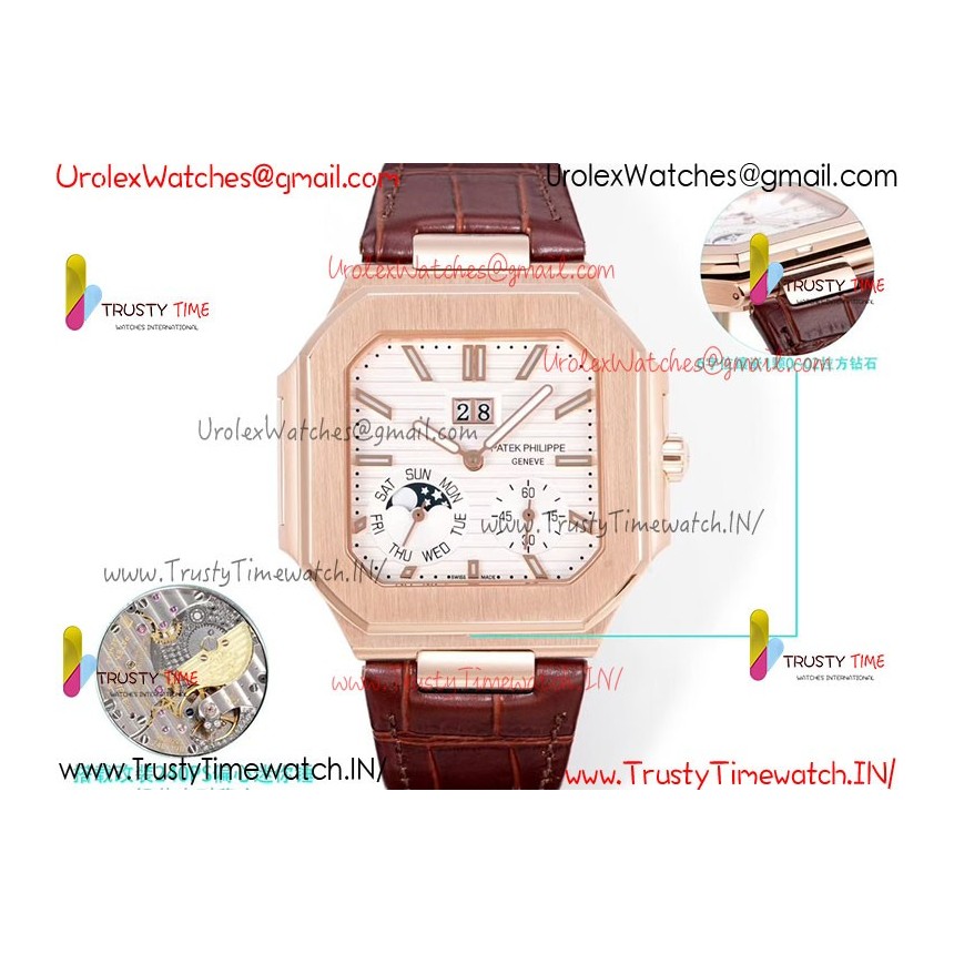Patek Philippe 3KF CUBITUS 5822 YG/White Dial 42mm YG Burgundy Leather Strap Caliber 240
