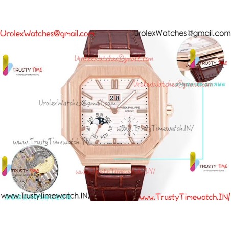 Patek Philippe 3KF CUBITUS 5822 YG/White Dial 42mm YG Burgundy Leather Strap Caliber 240