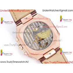 Patek Philippe 3KF CUBITUS 5822 YG/White Dial 42mm YG Burgundy Leather Strap Caliber 240