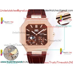Patek Philippe 3KF CUBITUS 5822 YG/Brown Dial 42mm YG Burgundy Leather Strap Caliber 240