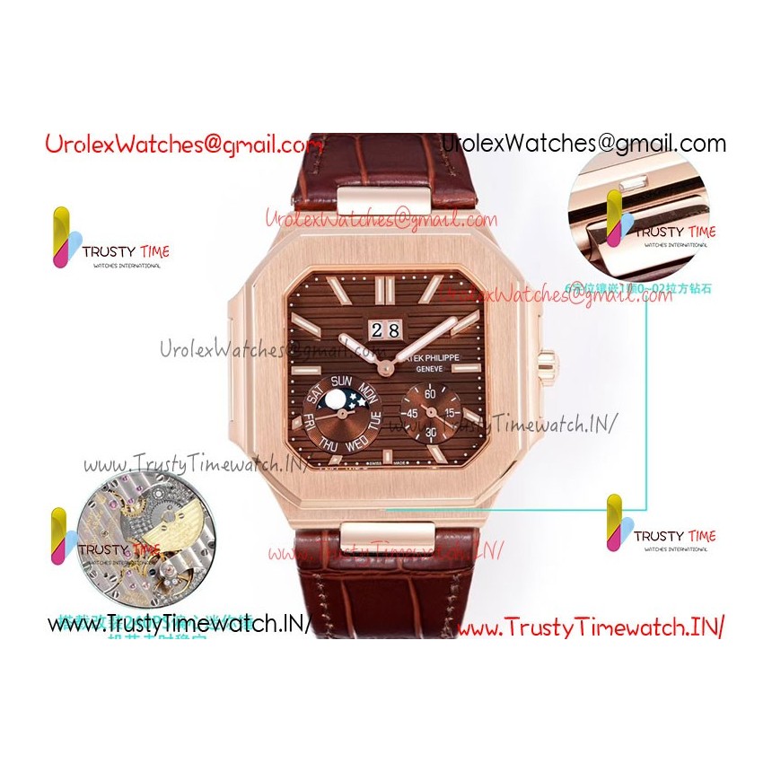 Patek Philippe 3KF CUBITUS 5822 YG/Brown Dial 42mm YG Burgundy Leather Strap Caliber 240