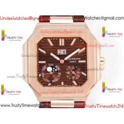 Patek Philippe 3KF CUBITUS 5822 YG/Brown Dial 42mm YG Burgundy Leather Strap Caliber 240