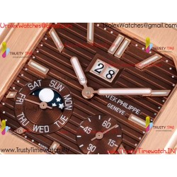 Patek Philippe 3KF CUBITUS 5822 YG/Brown Dial 42mm YG Burgundy Leather Strap Caliber 240