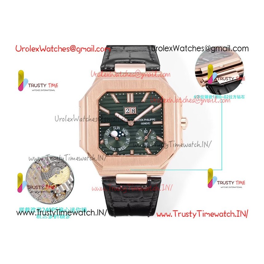 Patek Philippe 3KF CUBITUS 5822 YG/Green Dial 42mm YG Black Leather Strap Caliber 240