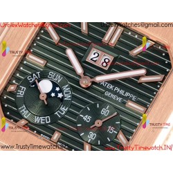 Patek Philippe 3KF CUBITUS 5822 YG/Green Dial 42mm YG Black Leather Strap Caliber 240