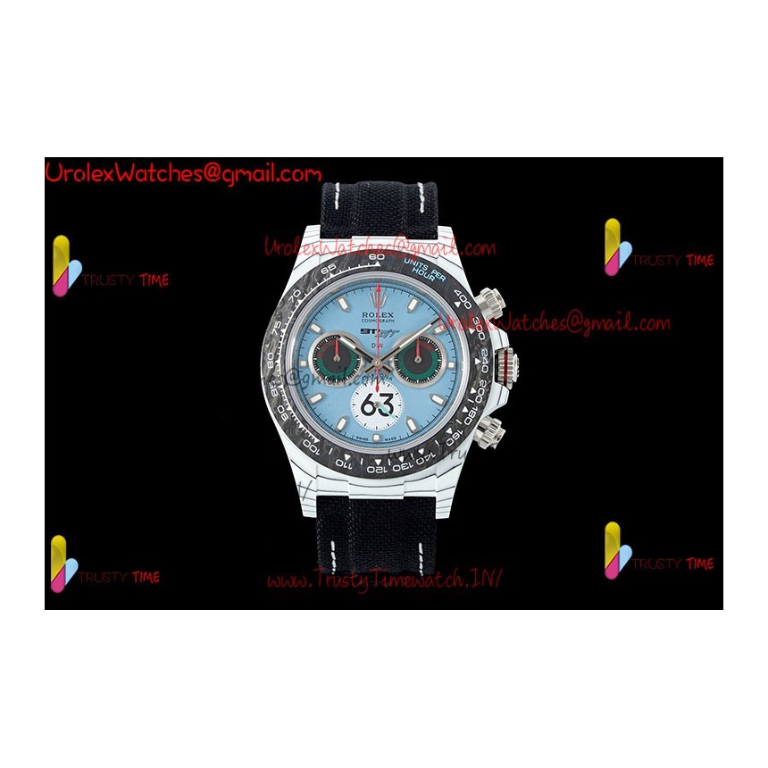 Rolex Daytona DIWF 40mm Blue Dial Black Carbon Fiber Case Black Nylon Strap Caliber 4130/4801