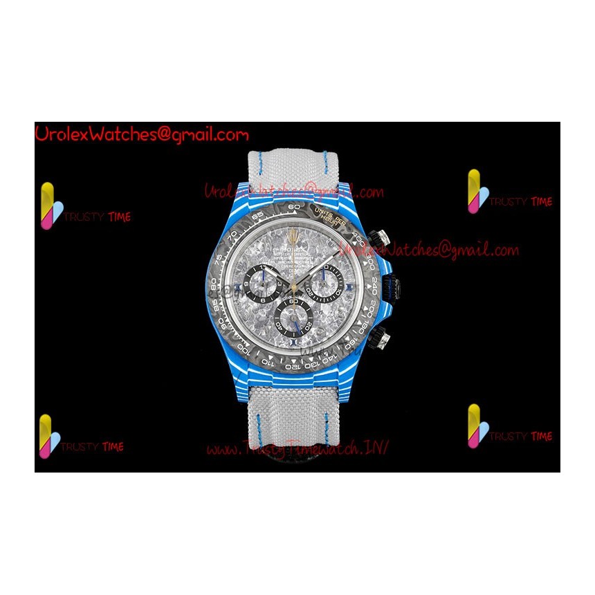 Rolex Daytona DIWF 40mm gray dial black carbon fiber case gray nylon strap caliber 4130/4801